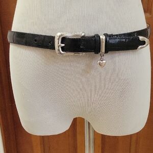 Brighton Black Belt with Silver Heart Charm